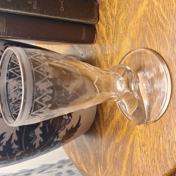 Antique Victorian Etched Glass Boot Vase Medium Size 7 1/8 - Picture 1 of 7